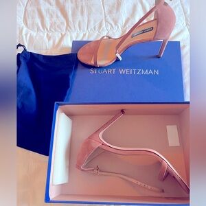 Stuart Weitzman suede desert rose high heel sandals